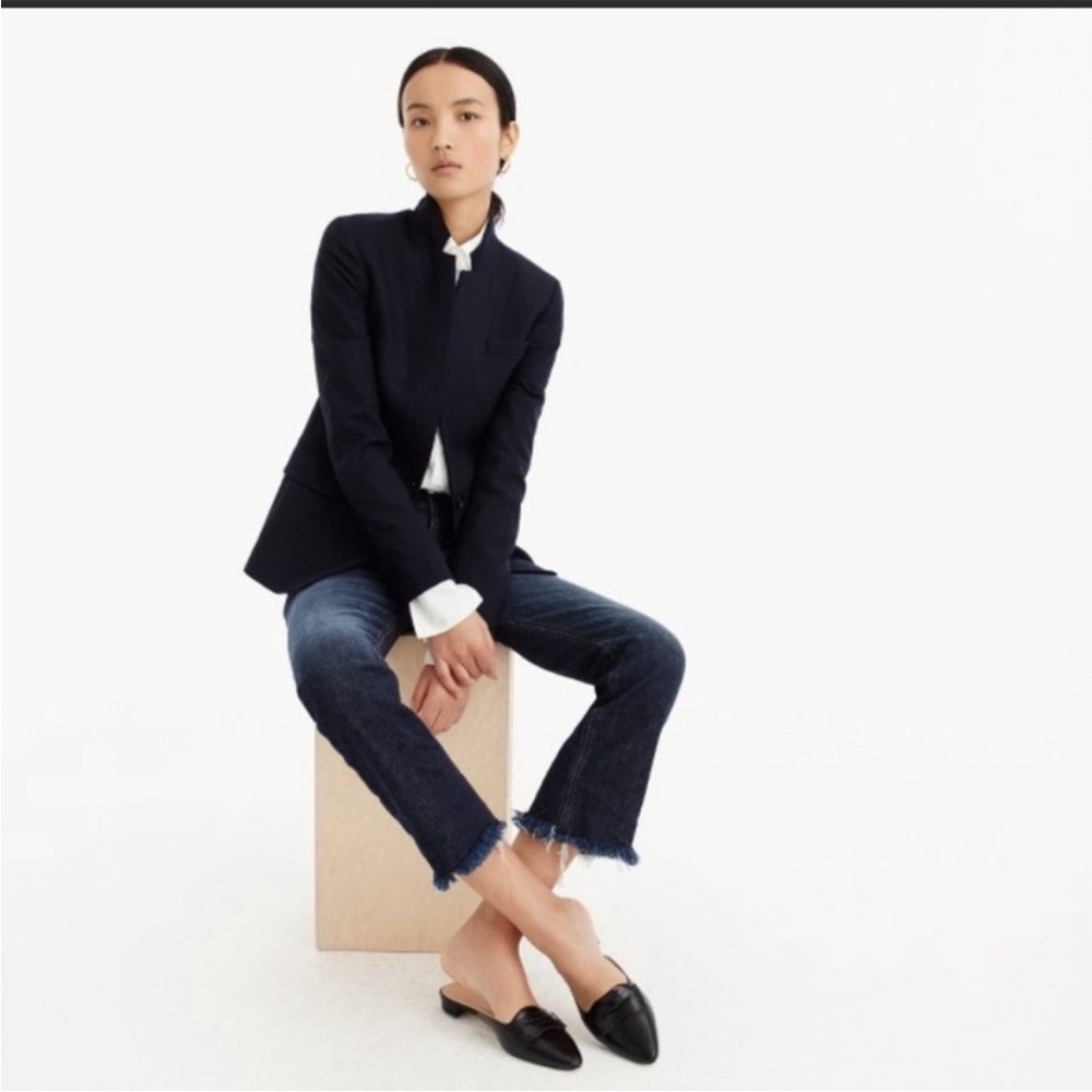 J. Crew Tipped Twill Jacket black navy trim size 6